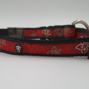 Hundehalsband Rogz, schwarz mit schwarz-rotem Designband, 32 - 50 x 2 cm