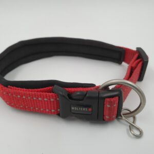 Hundehalsband Wolters, 40 - 45 x 2  cm, rotpink mit schwarzem Polster und reflektierender Naht