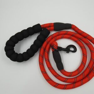 Hundeleine Seilleine mit gepolstertem Griff, 150 x 1 cm, rot gemustert