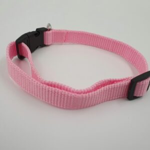 Hundehalsband Nylon, rosa, 25 - 45 x 1,6 cm mit schwarzem Klickverschluss