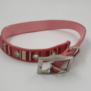 Hundehalsband rosa-gestreift, 45 x 2 cm, Halsumfang 30-40 cm