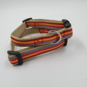Hundehalsband Nylon mit Streifenband, 25-36 x 1,5 cm