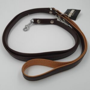 Hundeleine Leder Wouapy, 200 x 1,4 cm verstellbar, neu mit Etikett, braun / hellbraun