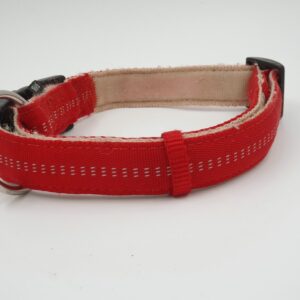 Halsband 38-60 cm, rot/hellrot mit weißen Streifen