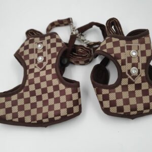 Set aus Hundegeschirr Karo mit Leine, Umfang 20-25 cm oder 40-50 cm