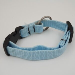 Hundehalsband Nylon, hellblau, 22-30 x 2 cm mit schwarzem Klickverschluss